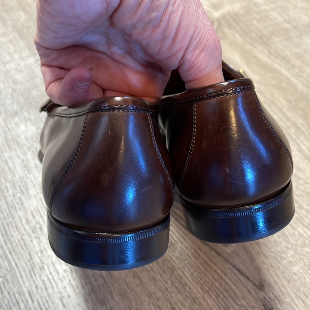 Johnston & Murphy Mens 9.5 Loafers Shoes Faux Snakeskin Brown Slip On Italy Made - Picture 4 of 10